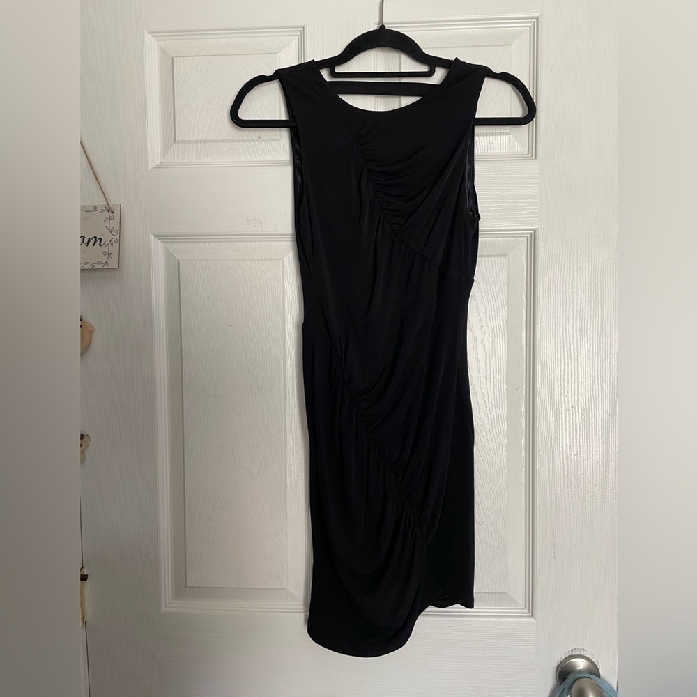 BCBGeneration Elegant Black Gathered Mini Dress F… - image 1